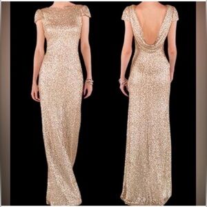 Revelry Rose Gold Sequin Backless Dress